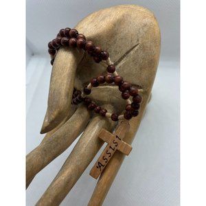Small Wooden Rosary Bracelet w Assisi Cross